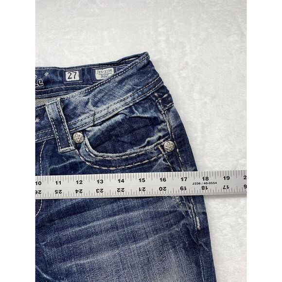 Miss Me Jeans Womens Size 27 boot cut blue Denim‎ zippered rhinestone Pockets - Picture 4 of 12